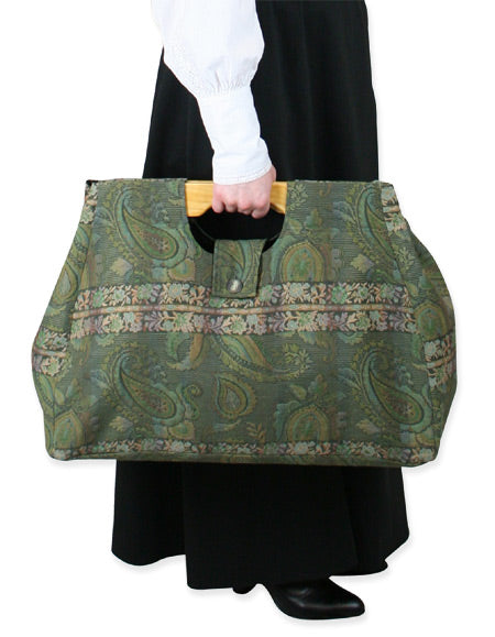 Large Carpetbag - Olive Paisley