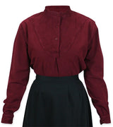 Ladies Embroidered Work Shirt - Burgundy