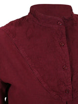 Ladies Embroidered Work Shirt - Burgundy