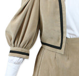 Ladies Edwardian Suit - Tan Faux Suede