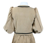 Ladies Edwardian Suit - Tan Faux Suede