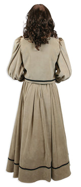 Ladies Edwardian Suit - Tan Faux Suede