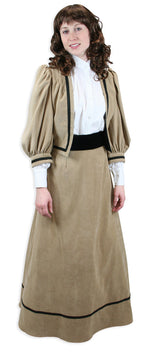 Ladies Edwardian Suit - Tan Faux Suede