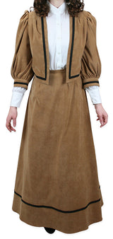 Ladies Edwardian Suit - Caramel Faux Suede