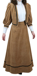 Ladies Edwardian Suit - Caramel Faux Suede