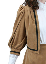 Ladies Edwardian Suit - Caramel Faux Suede