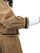 Ladies Edwardian Suit - Caramel Faux Suede