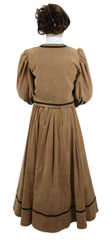 Ladies Edwardian Suit - Caramel Faux Suede