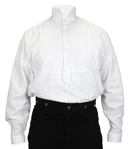 high collar dress shirt Victorian Mens White Cotton Stand Collar Dress Shirt (Size XL) | Dickens | Downton Abbey