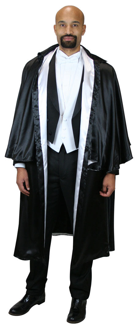 Inverness Satin Cape - Black/White