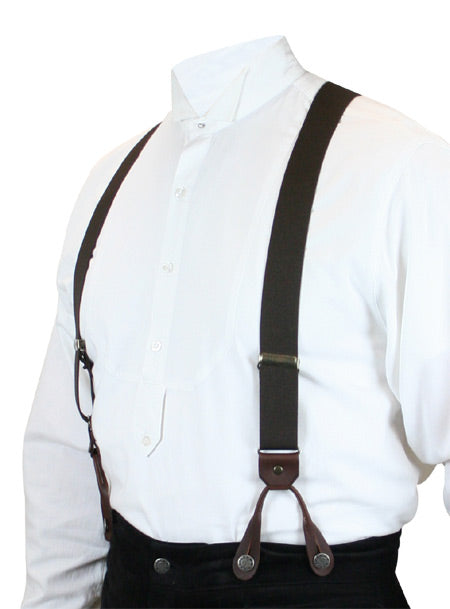 Brown Elastic Y-back Suspenders