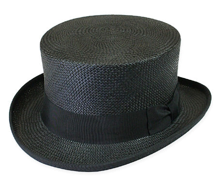 Panama Straw Top Hat - Black