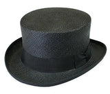Panama Straw Top Hat - Black