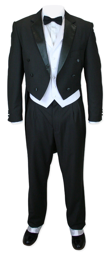 3-Piece Black Tuxedo - White Vest