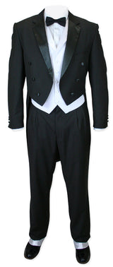 3-Piece Black Tuxedo - White Vest