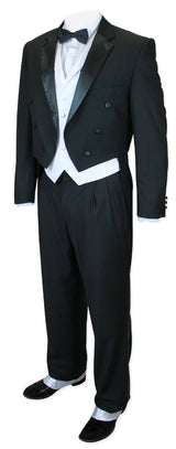 3-Piece Black Tuxedo - White Vest
