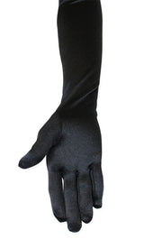 Opera Length Satin Gloves - Black