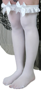 Thigh High with Satin Bow - White
