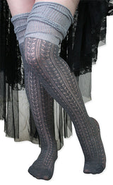 Over the Knee Pointelle Sock - Gray