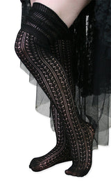 Over the Knee Pointelle Sock - Black