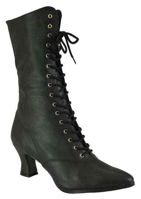 Victorian Boot - Black Faux Leather