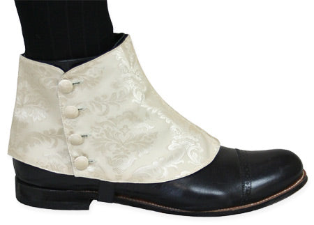Premium Mens Button Spats - Cream Spencer Jacquard (One Pair)