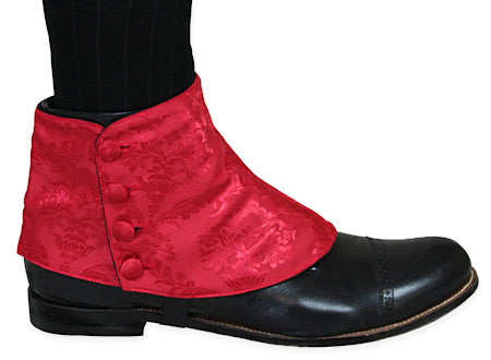 Premium Mens Button Spats - Red Duncan Jacquard (One Pair)