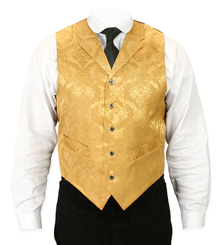 mens gold dress vest Barry.wang Men's Vest Champagne Gold Floral Silk Vest Necktie Set Wedding, XL / Beige