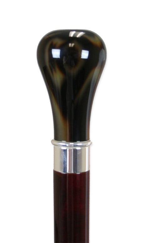 Faux Tortoise Knob Handle Walking Stick - Chestnut Brown