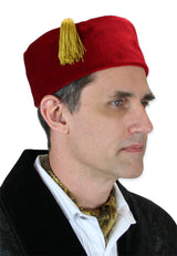 Vintage Quilted Smoking Cap - Red Velvet