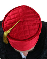 Vintage Quilted Smoking Cap - Red Velvet