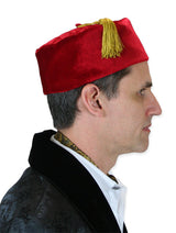 Vintage Quilted Smoking Cap - Red Velvet