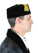 Vintage Quilted Smoking Cap - Black Velvet