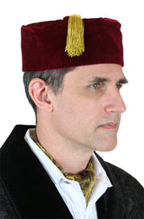 Vintage Quilted Smoking Cap - Burgundy Velvet