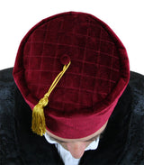 Vintage Quilted Smoking Cap - Burgundy Velvet