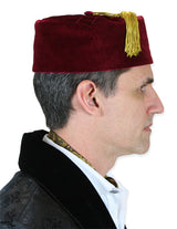 Vintage Quilted Smoking Cap - Burgundy Velvet