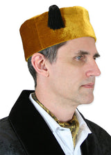 Vintage Quilted Smoking Cap - Gold Velvet