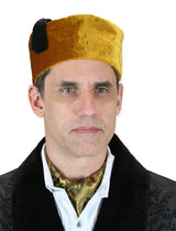 Vintage Quilted Smoking Cap - Gold Velvet