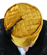 Vintage Quilted Smoking Cap - Gold Velvet