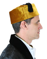 Vintage Quilted Smoking Cap - Gold Velvet