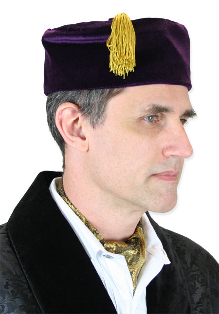 Vintage Quilted Smoking Cap - Purple Velvet