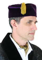 Vintage Quilted Smoking Cap - Purple Velvet