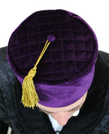 Vintage Quilted Smoking Cap - Purple Velvet