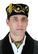 Vintage Velvet Embroidered Smoking Cap - Black/Gold