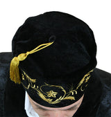 Vintage Velvet Embroidered Smoking Cap - Black/Gold