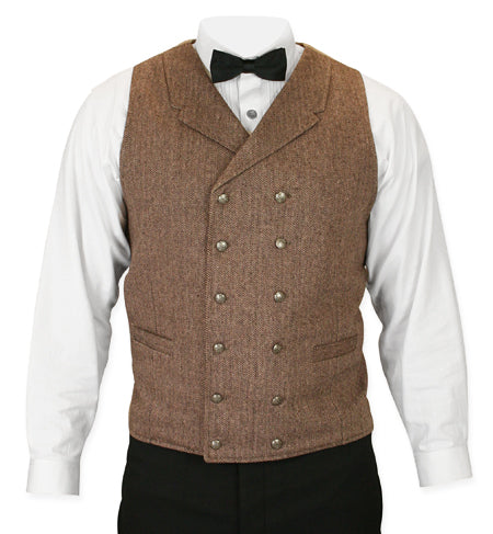 Cavendish Tweed Vest - Brown Herringbone