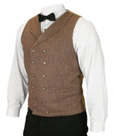 Cavendish Tweed Vest - Brown Herringbone