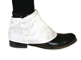 Premium Mens Button Spats - White Satin / White Buttons (One Pair)
