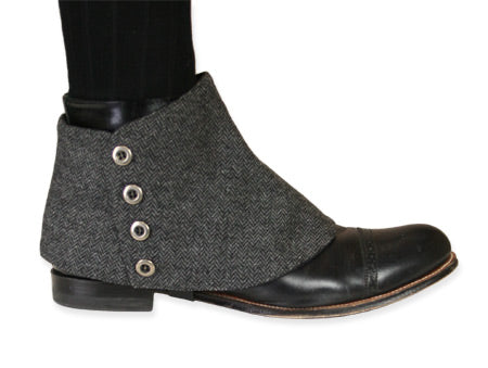 Premium Mens Button Spats - Burford Herringbone Tweed (One Pair)