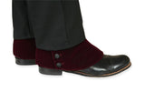 Premium Mens Button Spats - Burgundy Velvet (One Pair)